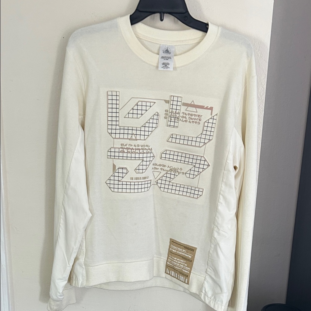 DISNEY PARKS Star Command Buzz Lightyear Sweatshirt Beige Sweater Size S